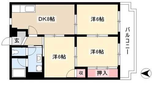 サンハイツカワイ【1階】の間取り