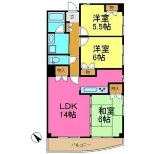 ローズガーデン楠元【201号室】の間取り