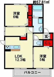 グリシーナ門司【2階】の間取り