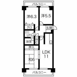 ライオンズマンション杁中ガーデンD棟【3階】の間取り