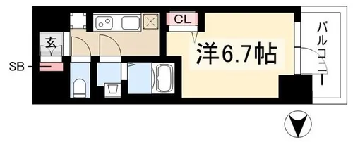 プレサンス太閤通ファシール【2階】の間取り