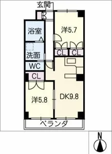 クレセール松岡2【2階】の間取り