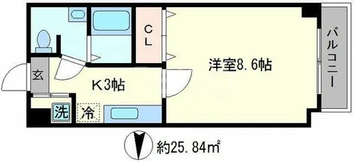 1Kの間取り画像