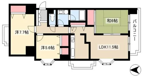 クレスト石川橋【4階】の間取り