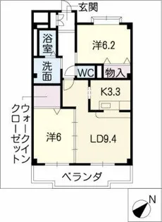 フローラ池上台【4階】の間取り