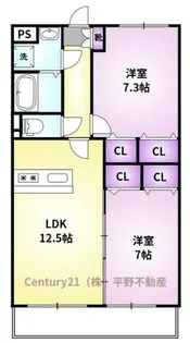 ヴィルヌーブ合川【3階】の間取り