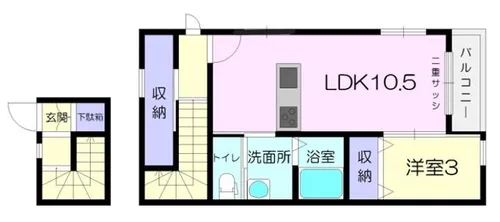ドルチェ・ヴィータ柳川E【2階】の間取り