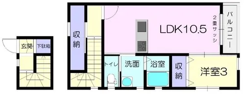 ドルチェ・ヴィータ柳川E【2階】の間取り