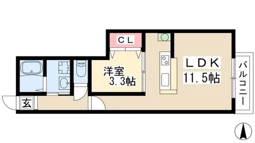 ハウス北原【107号室】の間取り