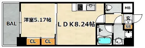 プレジオ神戸WEST【1302号室】の間取り