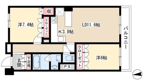 プライムメゾン御器所【405号室】の間取り