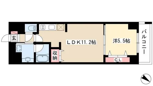 グランルクレ新栄イースト【0615号室】の間取り