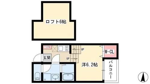 ステータス名駅西【2階】の間取り