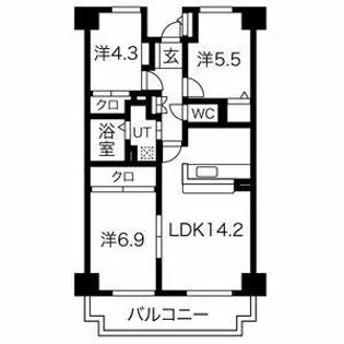 ヒルクレスト博多駅【706号室】の間取り