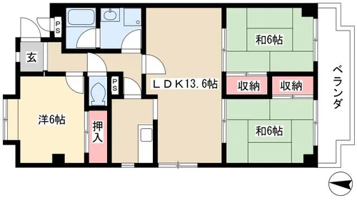 サンパーク上新【3階】の間取り