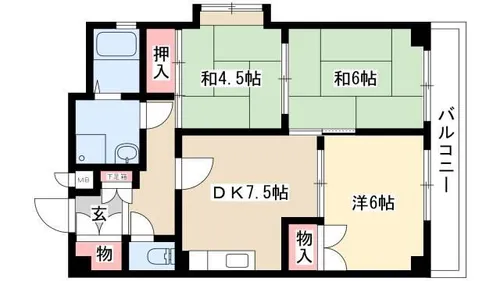 サンヴィラ花咲【202号室】の間取り
