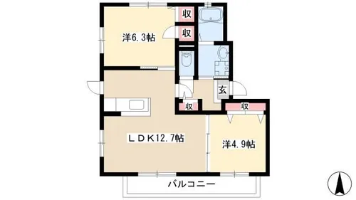 マイネハイマート A棟【202号室】の間取り