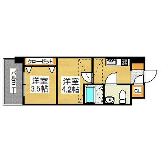 V-TOWER天神No.60【16階】の間取り