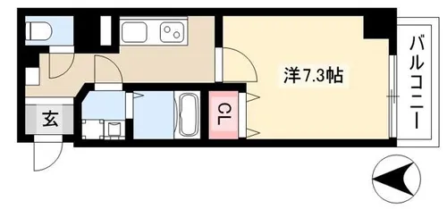 エストゥルースプラスノース名古屋【8階】の間取り