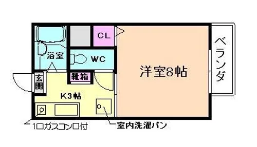 グラシヨンヨシ【102号室】の間取り