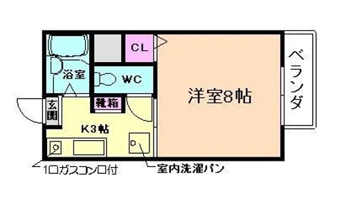 グラシヨンヨシ【102号室】の間取り