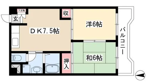 丸の内カジウラマンション【9階】の間取り