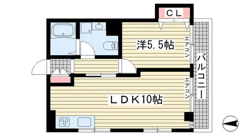 シャルマン花隈【S2A号室】の間取り