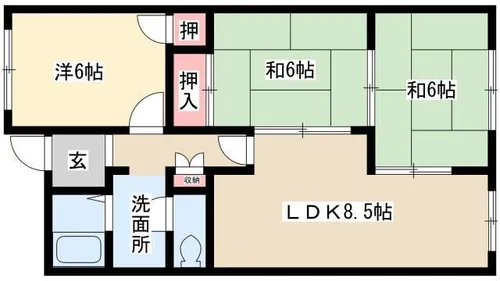 サンテラス花の木【401号室】の間取り