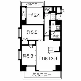 ヒルクレスト千早65【1101号室】の間取り