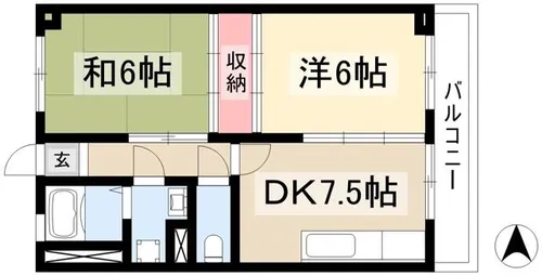 福永コーポ【4階】の間取り