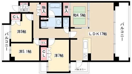 東山公園レジデンス【3階】の間取り