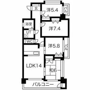 サンライフ朽網駅前【705号室】の間取り