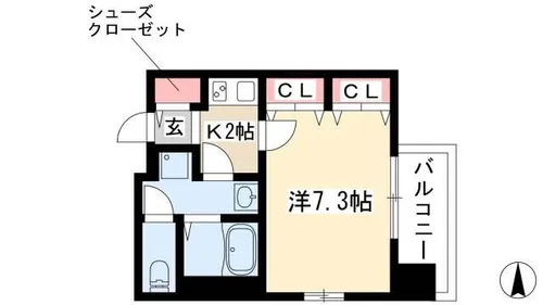 エイペックス名古屋鶴舞公園前【203号室】の間取り