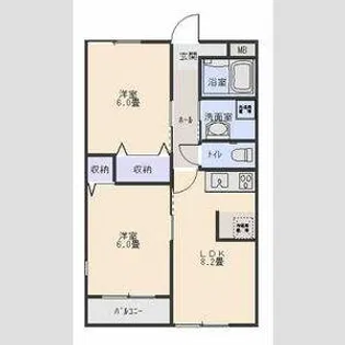 フルーレ辻町【301号室】の間取り