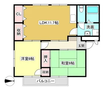 グランデージ山春 B【101号室】の間取り
