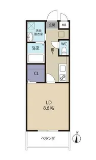 サンクレシア苅田【206号室】の間取り