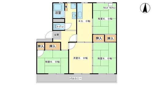 西夢前台ハイツ【5階】の間取り