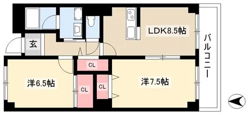 エストA【102号室】の間取り