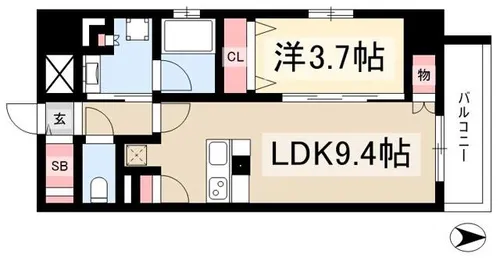 プレサンスロジェ丸の内 PRIME CASA【2階】の間取り