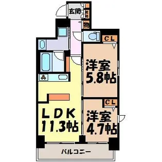 S-RESIDENCE葵Ⅱ【5階】の間取り