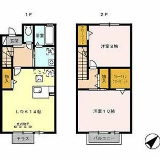 愛知県豊明市新栄町4丁目【テラスハウス】の間取り