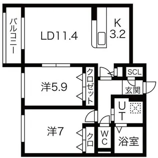 GRANVIA白石【302号室】の間取り