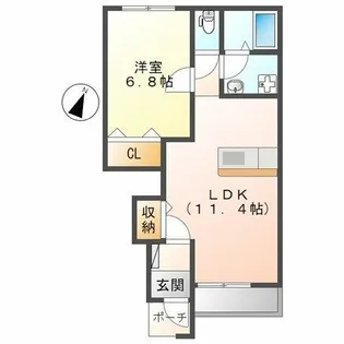 カーサ・ドマーニ【105号室】の間取り