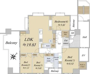 フリーディア平尾山荘通りプレミアム【9階】の間取り