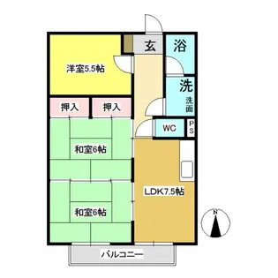半ノ木ハイツ【402号室】の間取り