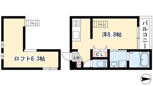 Ferveur本陣【202号室】の間取り