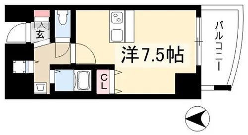 プレサンス覚王山D-StyleⅡ【5階】の間取り