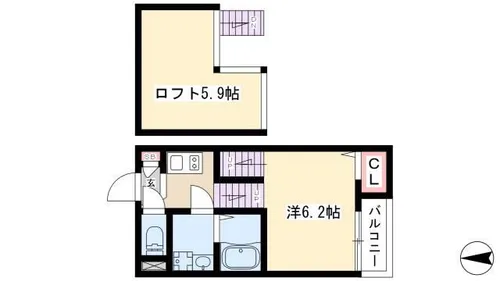 ハーモニーテラス山田【203号室】の間取り