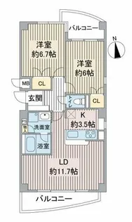 ビューテラス銀河【A号室】の間取り