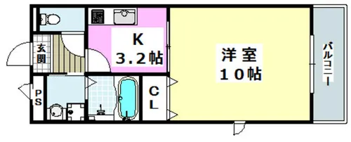 アンプルール クラージュ ウエストヒルズ【2階】の間取り
